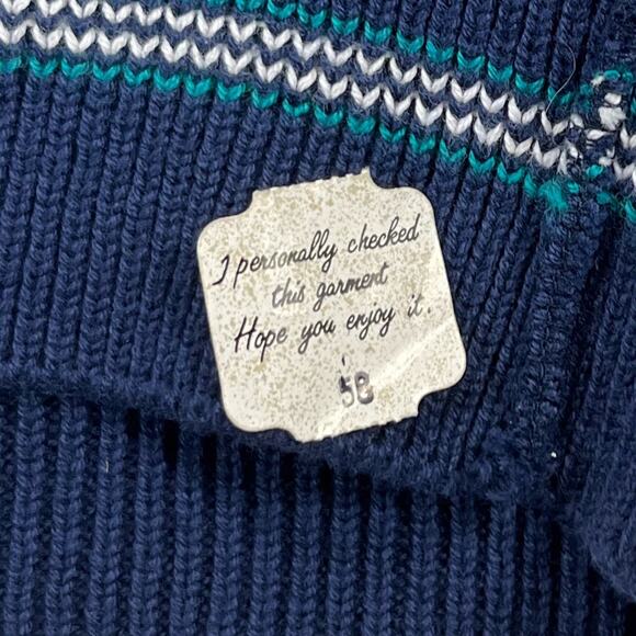 VTG NWT ISLE OF COTTON | Blue V-Neck Knit Cotton Sweater Made in USA | Men's - Picture 10 of 10